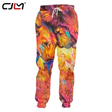CJLM Модные мужские спортивные штаны 3D Красочные Лев Смешные уличные мужские брюки цельный принт тела большие брюки 2024 - купить недорого
