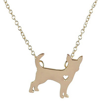 Wholesale 10Pcs New Chihuahua Puppy Dog With A Heart Pendant Animal Pet Necklace Gold-color Link Chain Jewelry 2024 - buy cheap