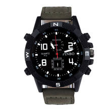 Военные часы мужские ретро кожаный ремешок кварцевые наручные часы Мужские люксовый бренд большой циферблат бизнес часы Relogio Masculino # YL5 2024 - купить недорого