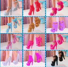 10 пар, разноцветные модные современные туфли на высоком каблуке, аксессуары-сандалии для куклы, подарок на день рождения 2024 - купить недорого