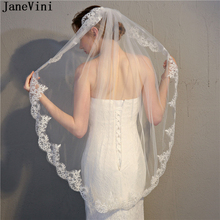 JaneVini Vintage Ivory/White Wedding Veil With Comb One Layer Tulle Women Short Bridal Veil Lace Applique Edge Bride Accessories 2024 - buy cheap