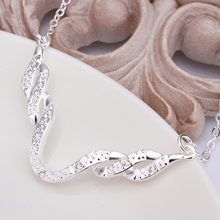 2019 New Top Quality Silver Plated & Stamped 925 wave big wide v  pendant with stone necklace for women jewerly wholesale 2024 - buy cheap