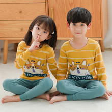 Conjunto de pijama infantil, pijama de algodão para meninos e meninas, roupa de dormir 2024 - compre barato
