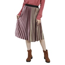 Женская Вельветовая юбка, повседневная длинная Плиссированная юбка средней длины с высокой талией, для осени и зимы 2024 - купить недорого