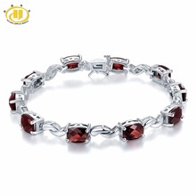 Pulsera de granate Natural de 18 quilates para mujer, sólida plata 925 de 7,25 pulgadas, regalos de cumpleaños, joyería fina de piedras preciosas 2024 - compra barato