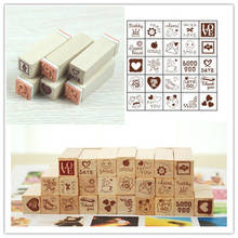25pcs/Box Ceartive Funny Wooden Rubber Love Diary Happy Life  Bowkont heart baby DIY Stamp  for Decor Scrapbooking ej676994 2024 - buy cheap