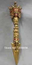 bir 001489 9" Tibet Tibetan Bronze 24K Gilt Buddhist Hayagriva Buddha Statue Phurba Dagger 2024 - buy cheap