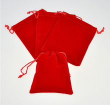 300 Uds., 10x12 cm, bolsas de terciopelo de color rojo puro, bolso de mujer vintage con cordón para fiesta/joyería/regalo, bolsa hecha a mano, bolsa de embalaje 2024 - compra barato