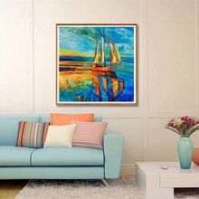 Bathroom Decor Blue Sailboat Abstract Artwork Prints Home Decor Landscape Picture Canvas Paintings for Living Room Wall Art 2024 - buy cheap