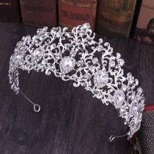 Bride Wedding Accessories Large Leaf Shape Imitation Crystal Rhinestone Crown Glitter Luxury Jewelry Bridal Hair Accessories VL 2024 - buy cheap