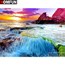 HOMFUN Full Square/Round Drill 5D DIY Diamond Painting "Sunset waterfall" 3D Diamond Embroidery Cross Stitch Home Decor A19287 2024 - buy cheap