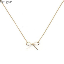 Bow Pendant Necklace Female Simple Style 2018 Fashion Jewelry Women Necklaces Gold Silver Color Ladies Accessories Collier Femme 2024 - buy cheap