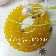 Fashion style 6-14mm lovely yellow chalcedony jades stone round beads making necklace chain strand jewelry 18"MY4074 2024 - buy cheap