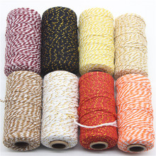 2mm*100m/Lot Double Color Cotton Baker Twine Rope for DIY Handmade Rope Accessories Twisted Cords for Packing Decoration 2024 - buy cheap