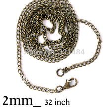 100piece 2mm 32'' antique brass bronze encryption curb necklace chains in bulk 2024 - buy cheap