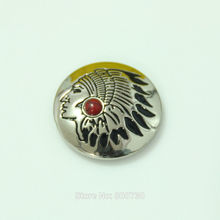 (KB304) Wholesale 50pc 1-1/8'' (3.0cm) Native Indian Head Concho Silver w/ Red Stone Leathercraft 2024 - buy cheap