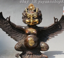 10" Tibet Buddhism Bronze Gilt Redpoll Winged Garuda Bird Eagle Buddha Statue 160817 2024 - buy cheap