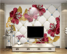 Beibehang papel de parede personalizado 3d foto mural estéreo luxo diamante flor joias plano de fundo tv papel de parede 2024 - compre barato