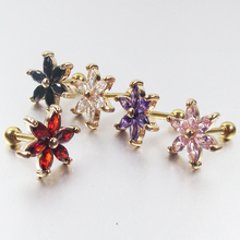 1 Piece Gold Stainless Steel Earrings Flower Earring Cubic Zircon Stone Tragus Ear Piercing Crystal Lip Ring Body Jewelry 2024 - buy cheap
