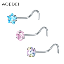 AOEDEJ 3 Pcs 1 Lot 20g Heart Nose Stud Piercing Rings Stainless Steel Star Nose Piercing Crystal Nose Stud l Shape Body Jewelry 2024 - buy cheap