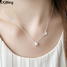 2016 New 925 Sterling Silver Crystal Star Moon Necklaces & Pendants Pure Sterling Silver Choker Necklace Jewelry Collar Colar 2024 - buy cheap