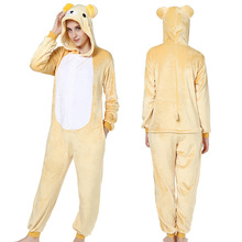 Kigurumi Rilakkuma Bear Women Pajamas Sets Winter Flannel Animal Pajamas Women Cartoon Cosplay Onesies Costume Sleepwear 2024 - buy cheap