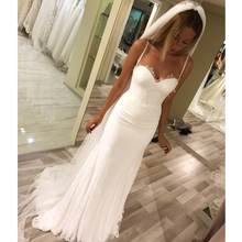 2020 Mermaid Wedding Gowns Spaghetti Straps Elegant Lace Appliques Ivory Bridal Dresses Wedding Dresses 2024 - buy cheap