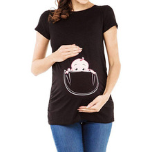 Maternity Premium Stretch Pregnant Women Maternity Short Sleeve Cute Baby Print Tops T-shirt Pregnancy Clothes Women Funny Top 2024 - buy cheap