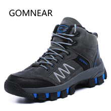 Gomближнего Новое поступление Hign-top походная обувь для мужчин зимние треккинговые кроссовки с плюшевой подкладкой Мужские дышащие противоскользящие ботинки для кемпинга 2024 - купить недорого