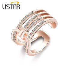 USTAR Crystals Knot Finger Rings for women Rose Gold color engagement rings female Jewelry Anel Opening adjustable size gifts 2024 - buy cheap