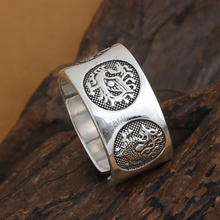 Handmade 999 Silver Dragon Tiger Ring The Chinese Four Mythic Beasts Ring Pure Silver Adjustable Ring Fengshui Lucky Jewelry 2024 - buy cheap