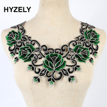 Green Craft Green Thread Floral Sequin Embroidery Lace Patches Decorated Sew on Necklace Neckline Collar Applique Trims NL023GRN 2024 - buy cheap