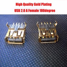 5 pçs de alta qualidade chapeamento ouro usb 2.0 uma fêmea 180 graus 4 p 2.0 conector usb interface impressora 2024 - compre barato