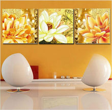 Embroidery Package Free shipping  Cross Stitch  Triplet Golden Whites Lotus Flower 2024 - buy cheap