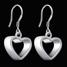 factory price E047 wholesale Love Heart hollow girl  silver color earrings high quality fashion classic jewelry antiallergic 2024 - buy cheap