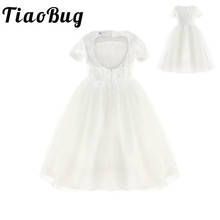 TiaoBug White Flower Girl Dress Princess Pageant Wedding Party Dress Birthday First Communion Ball Gown Lace Flower Girl Dress 2024 - buy cheap