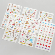 6 folhas/pacote crianças feliz infância adesivos padrão dos desenhos animados diy decoração scrapbook diário adesivos de natal 2024 - compre barato