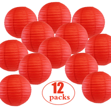 12 Pcs/Set Red Chinese Paper Lantern papier lampion lampionnen boule chinoise Wedding Party Indoor Outdoor Hanging Decor 2024 - buy cheap