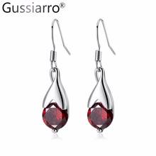 Gussiarro Penguin Shape Engagement Earrings for Women White Gold Color AAA Cubic Zircon Red Crystal Drop Dangle Earings Gift 2024 - buy cheap