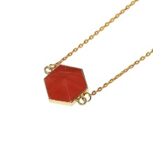 Free Ship Natural Blood stone hexagonal connector women necklace Faceted Stone charm Pendant long chain necklace for women 2024 - buy cheap