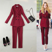 Burgundy Jacket+Pants Women's Business Suits Office Uniform Designs Women Elegant Formal Ladies Trouser Suit 2 Piece Sets Custom 2024 - buy cheap