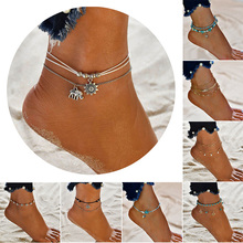 Venda imperdível pulseira tornozeleira feminina vintage boho bracelete tornozeleira ajustável corrente para os pés joias para praia 2024 - compre barato