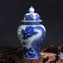 Imita porcelana Jingdezhen vasos de porcelana azul e branca clássica teste padrão do dragão geral jar casa mobiliário decorações 2024 - compre barato