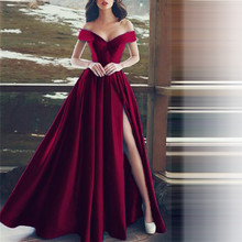 Женское вечернее платье Burgendy, длинное платье-трапеция с треугольным вырезом и вырезом на плечах 2024 - купить недорого