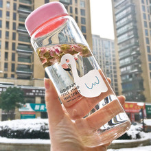 450ml Cute Cartoon Flamingo Glass Water Bottle Portable Leak-proof Milk Lemon Juice Drinking Bottles 2024 - buy cheap