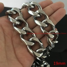 7-40" Choose Charm 316L Stainless Steel 19MM Silver color Cuban Curb Chain Mens Boys Necklace  Cool Jewelry 2024 - buy cheap
