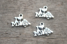 30pcs--I Love My Dog Charms, Antique Tibetan Silver Love My Dog charm pendants 12x13mm 2024 - buy cheap