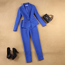 Royal Blue Women's Business Suit Female Office Uniform Ladies Formal  Trouser Suit Double Breasted Women's Tuxedo Custom