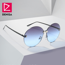 DENISA Vintage Rimless Big Round Sunglasses Women 2019 One Piece Oversized Sun Glasses Men Pink Shades UV400 gafas de sol G22050 2024 - buy cheap