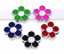 8MM Enamel Smile Flower Slide Charms (20, 50)PCS/lot Fit For 8mm DIY Leather Bracelet Wristband Keychains 2024 - buy cheap